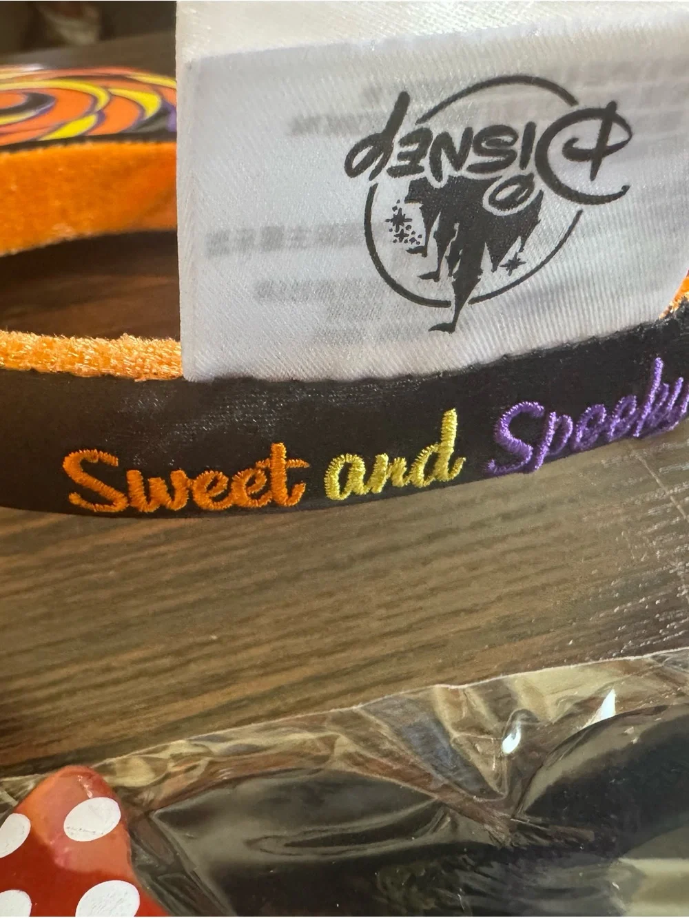 NWT Disney Halloween Orange Black Lollipop Minnie Mouse Ears & Sunglasses Set